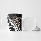 Personalised New Zealand Darts Ceramic Mug Silver Fern Aotearoa Maori Pattern - Aussie Hoodie