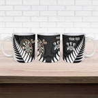Personalised New Zealand Darts Ceramic Mug Silver Fern Aotearoa Maori Pattern - Aussie Hoodie