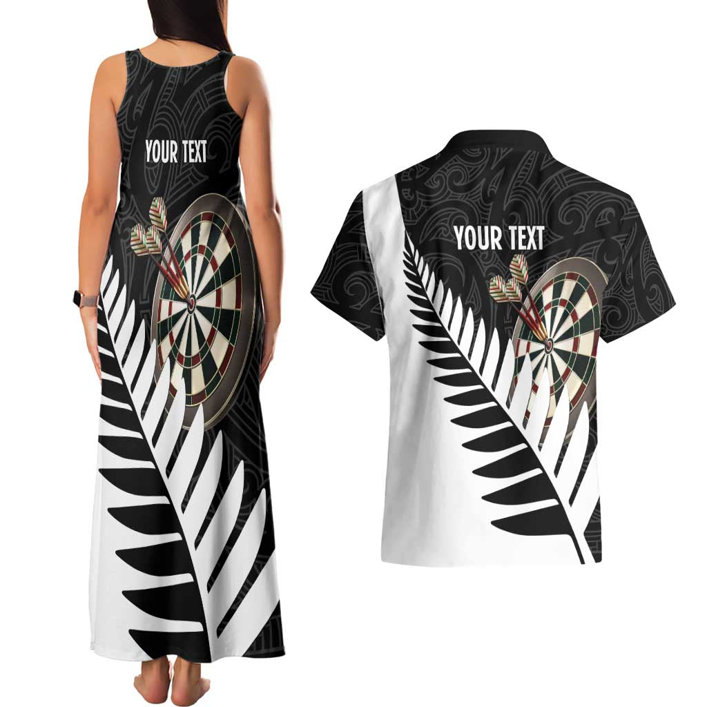 Personalised New Zealand Darts Couples Matching Tank Maxi Dress and Hawaiian Shirt Silver Fern Aotearoa Maori Pattern - Aussie Hoodie