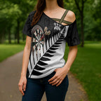 Personalised New Zealand Darts Cross Shoulder Shirt Silver Fern Aotearoa Maori Pattern - Aussie Hoodie