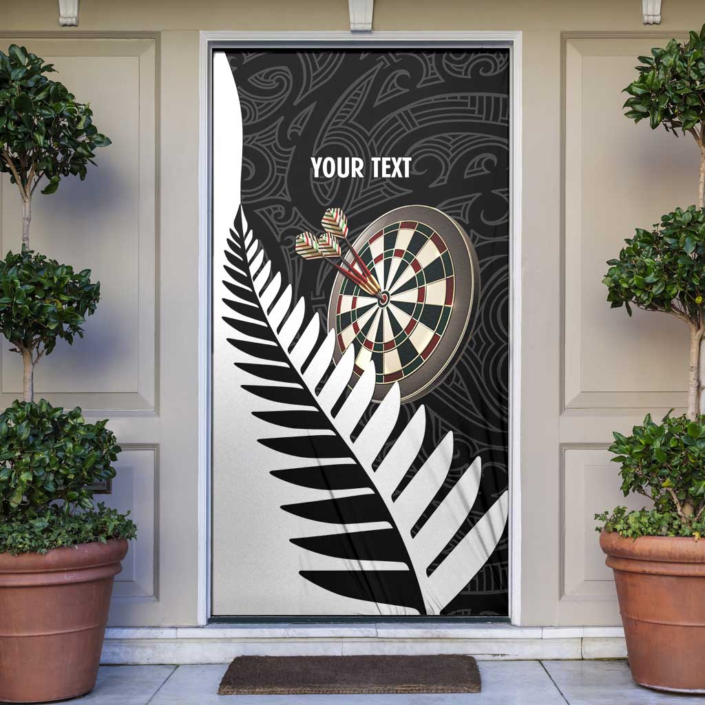 Personalised New Zealand Darts Door Cover Silver Fern Aotearoa Maori Pattern - Aussie Hoodie