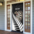 Personalised New Zealand Darts Door Cover Silver Fern Aotearoa Maori Pattern - Aussie Hoodie