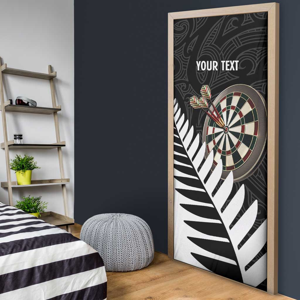 Personalised New Zealand Darts Door Cover Silver Fern Aotearoa Maori Pattern - Aussie Hoodie