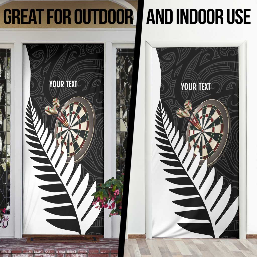 Personalised New Zealand Darts Door Cover Silver Fern Aotearoa Maori Pattern - Aussie Hoodie