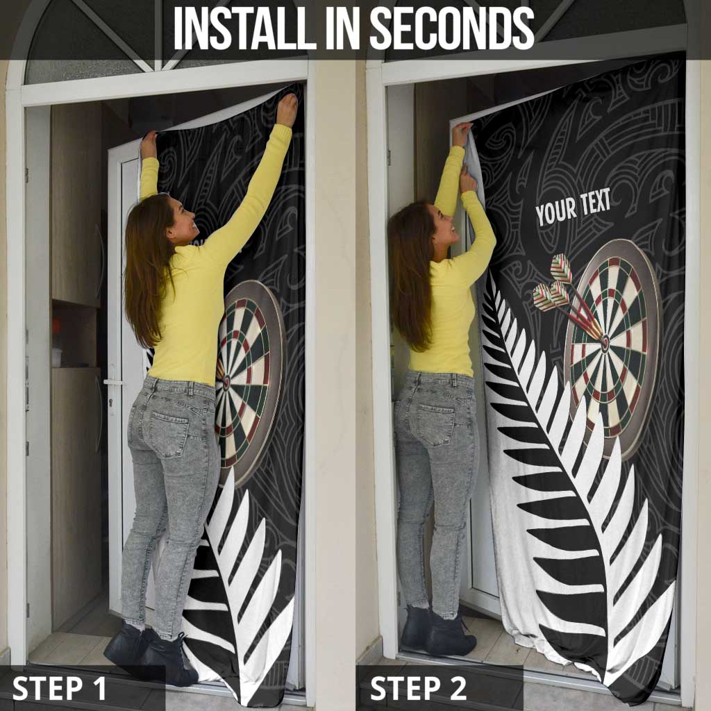Personalised New Zealand Darts Door Cover Silver Fern Aotearoa Maori Pattern - Aussie Hoodie