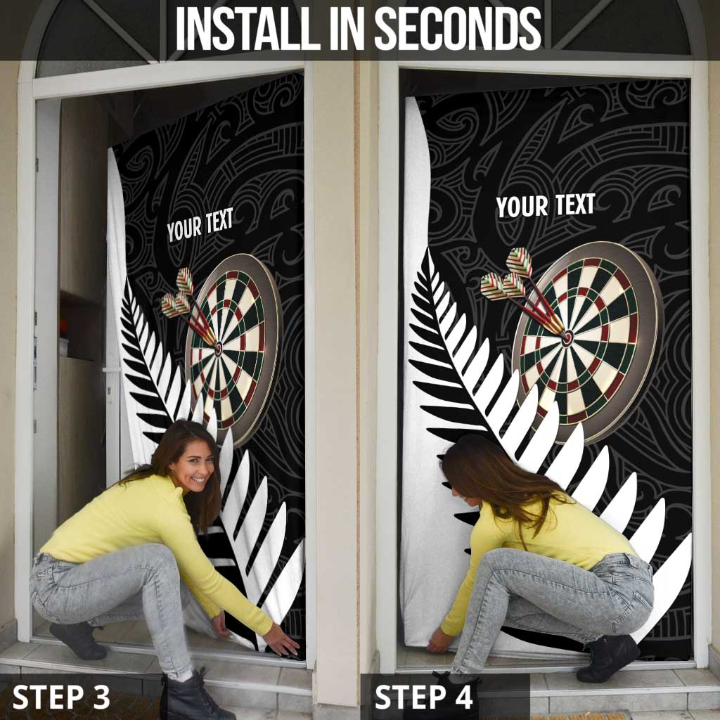 Personalised New Zealand Darts Door Cover Silver Fern Aotearoa Maori Pattern - Aussie Hoodie