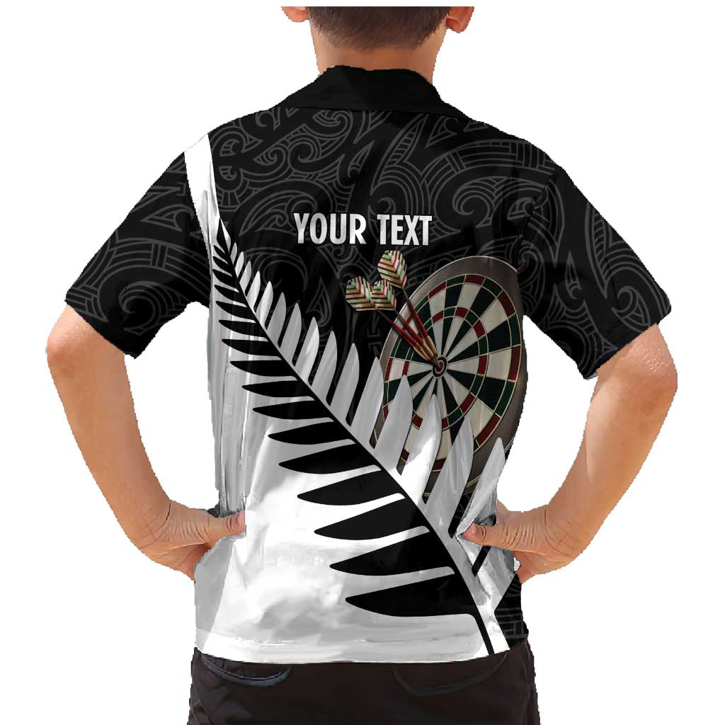 Personalised New Zealand Darts Family Matching Mermaid Dress and Hawaiian Shirt Silver Fern Aotearoa Maori Pattern - Aussie Hoodie