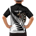 Personalised New Zealand Darts Family Matching Mermaid Dress and Hawaiian Shirt Silver Fern Aotearoa Maori Pattern - Aussie Hoodie