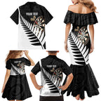 Personalised New Zealand Darts Family Matching Mermaid Dress and Hawaiian Shirt Silver Fern Aotearoa Maori Pattern - Aussie Hoodie