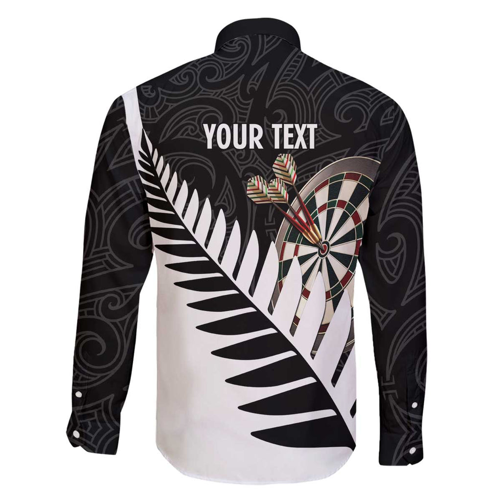 Personalised New Zealand Darts Family Matching Off The Shoulder Long Sleeve Dress and Hawaiian Shirt Silver Fern Aotearoa Maori Pattern - Aussie Hoodie