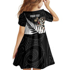Personalised New Zealand Darts Family Matching Off Shoulder Maxi Dress and Hawaiian Shirt Silver Fern Aotearoa Maori Pattern - Aussie Hoodie