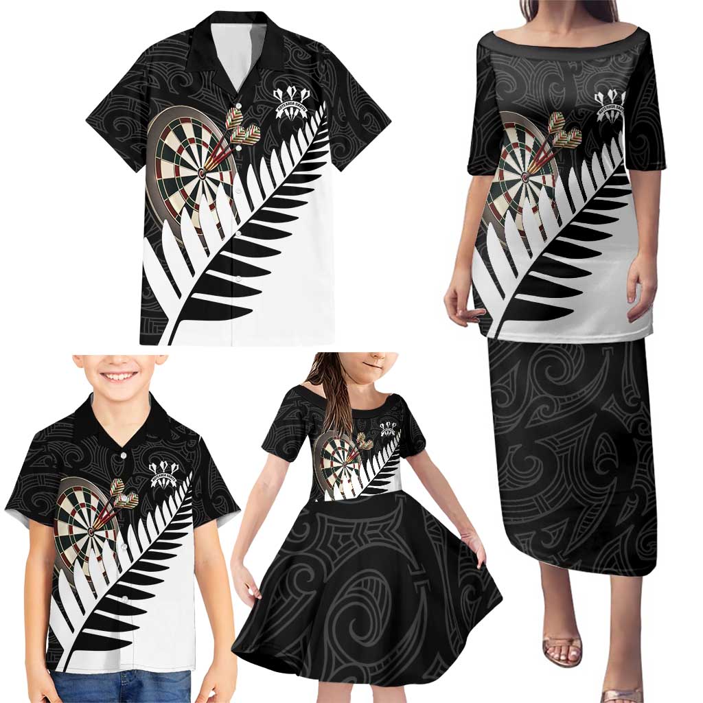 Personalised New Zealand Darts Family Matching Puletasi and Hawaiian Shirt Silver Fern Aotearoa Maori Pattern - Aussie Hoodie