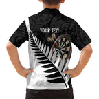Personalised New Zealand Darts Family Matching Puletasi and Hawaiian Shirt Silver Fern Aotearoa Maori Pattern - Aussie Hoodie