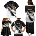 Personalised New Zealand Darts Family Matching Puletasi and Hawaiian Shirt Silver Fern Aotearoa Maori Pattern - Aussie Hoodie