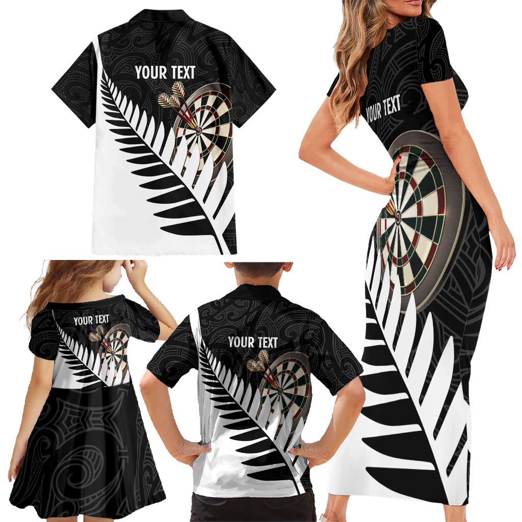 Personalised New Zealand Darts Family Matching Short Sleeve Bodycon Dress and Hawaiian Shirt Silver Fern Aotearoa Maori Pattern - Aussie Hoodie