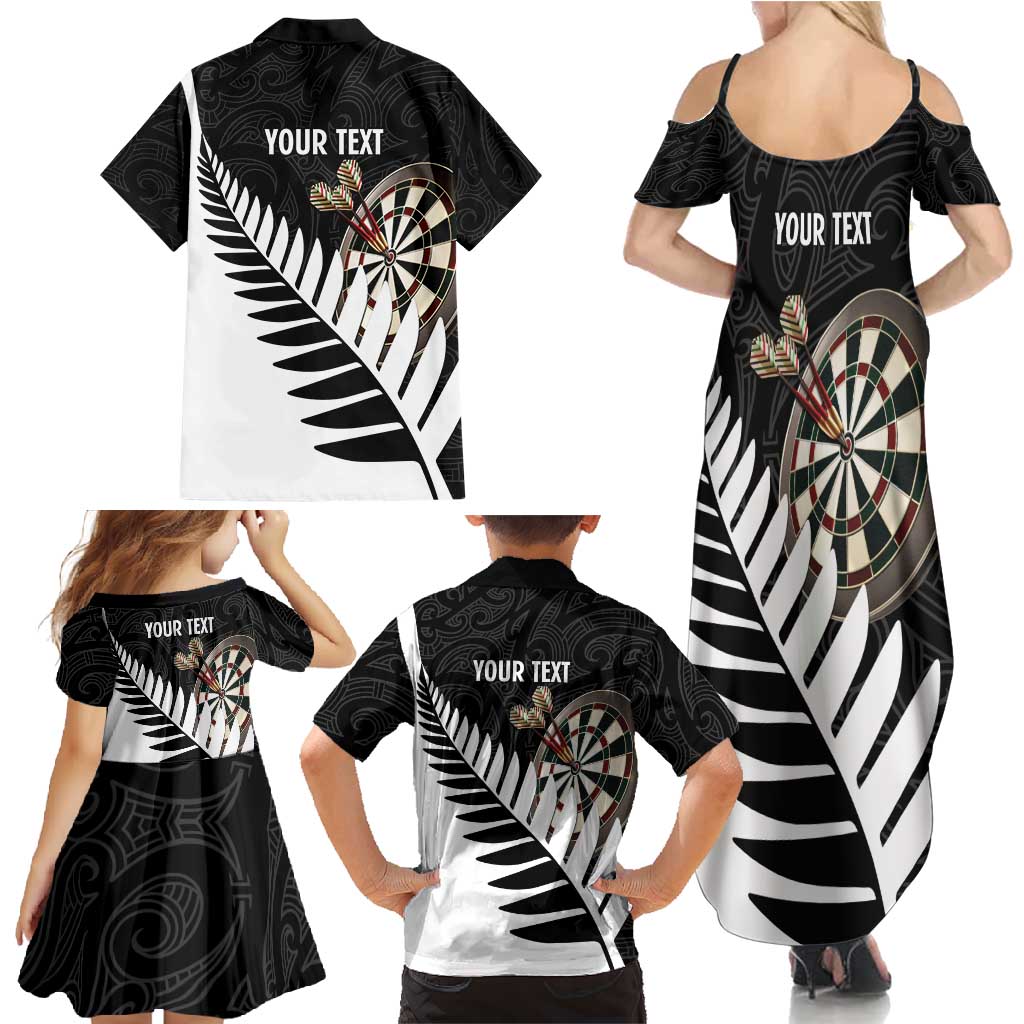 Personalised New Zealand Darts Family Matching Summer Maxi Dress and Hawaiian Shirt Silver Fern Aotearoa Maori Pattern - Aussie Hoodie
