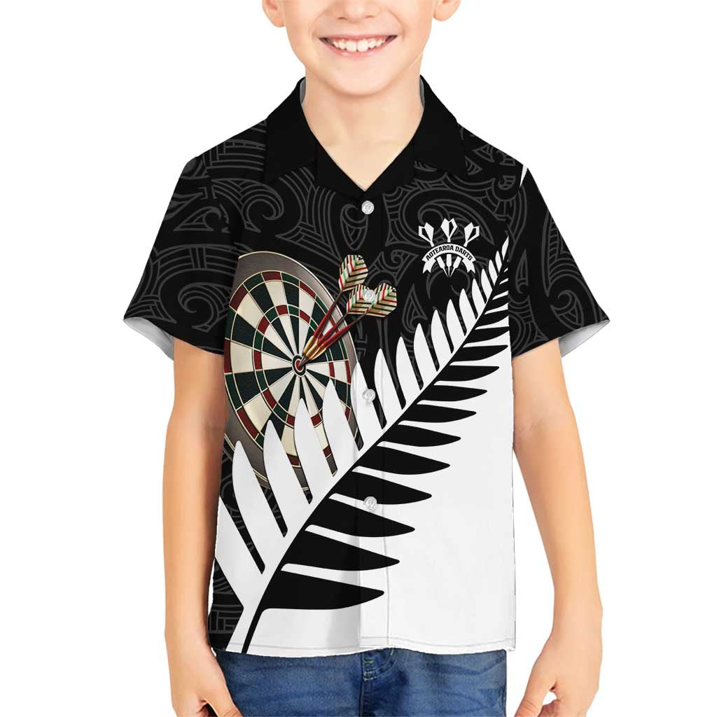 Personalised New Zealand Darts Family Matching Summer Maxi Dress and Hawaiian Shirt Silver Fern Aotearoa Maori Pattern - Aussie Hoodie
