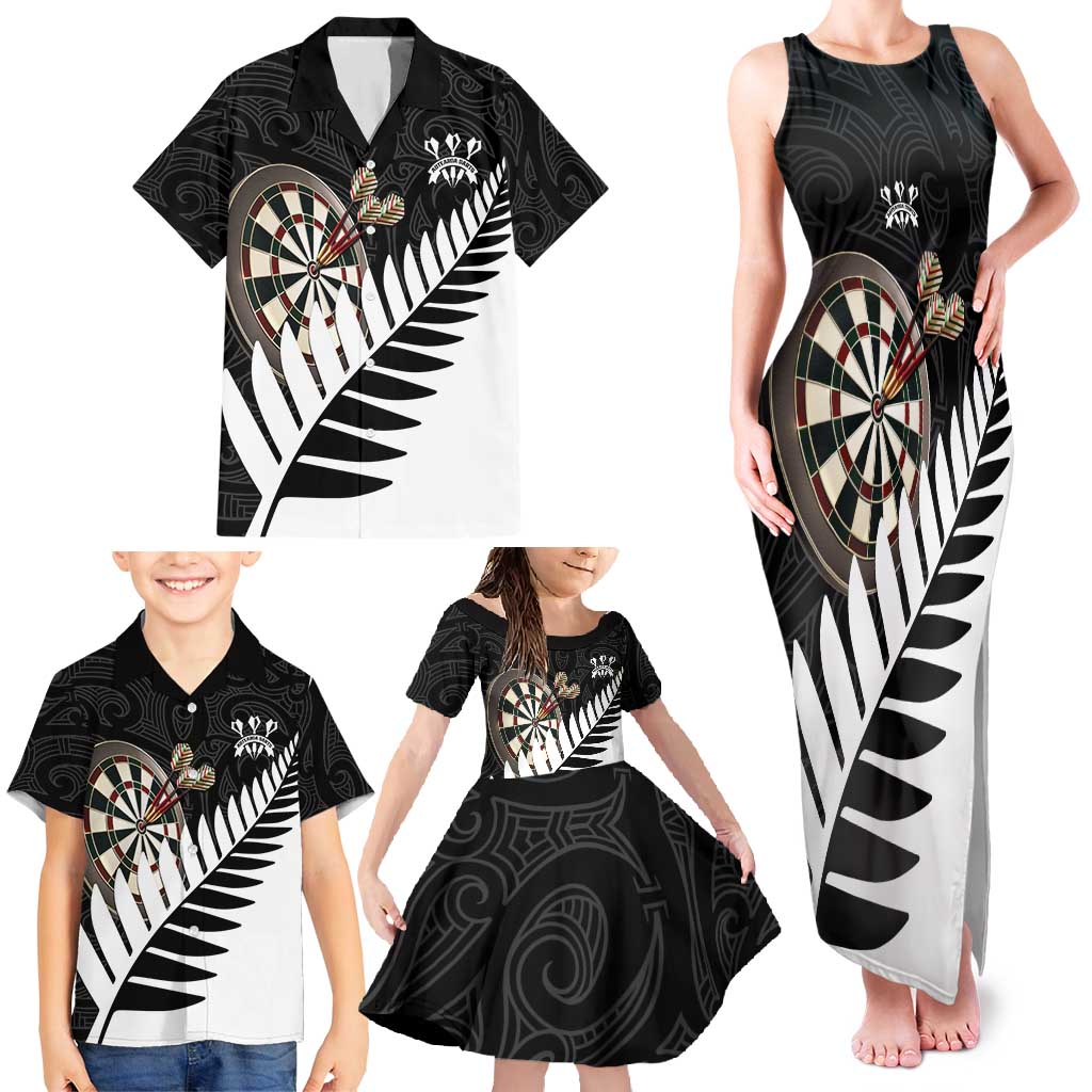 Personalised New Zealand Darts Family Matching Tank Maxi Dress and Hawaiian Shirt Silver Fern Aotearoa Maori Pattern - Aussie Hoodie