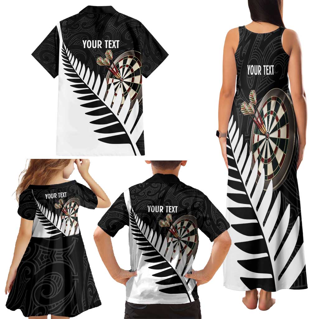 Personalised New Zealand Darts Family Matching Tank Maxi Dress and Hawaiian Shirt Silver Fern Aotearoa Maori Pattern - Aussie Hoodie