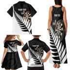 Personalised New Zealand Darts Family Matching Tank Maxi Dress and Hawaiian Shirt Silver Fern Aotearoa Maori Pattern - Aussie Hoodie