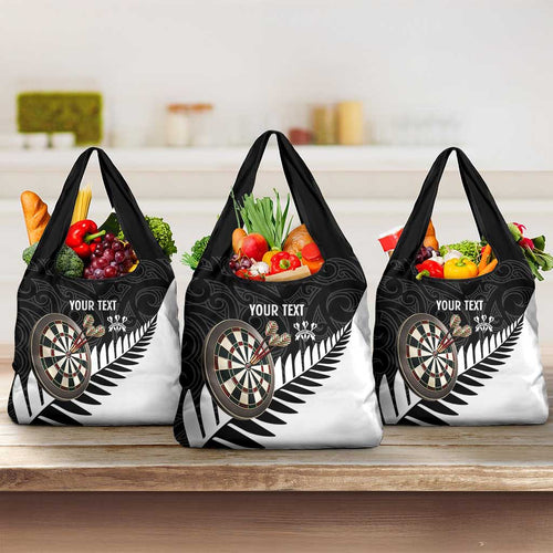 Personalised New Zealand Darts Grocery Bag Silver Fern Aotearoa Maori Pattern - Aussie Hoodie