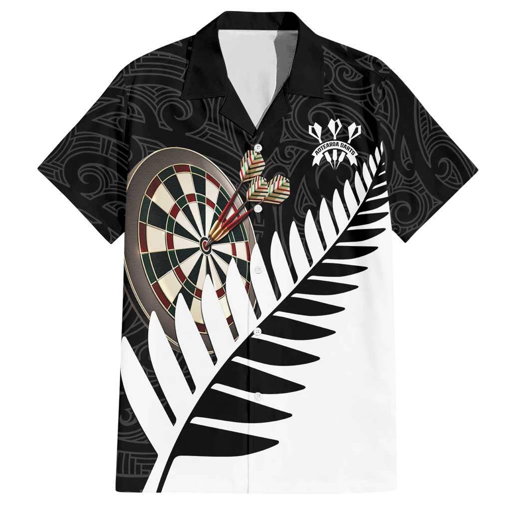 Personalised New Zealand Darts Hawaiian Shirt Silver Fern Aotearoa Maori Pattern - Aussie Hoodie
