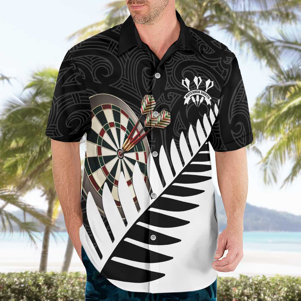 Personalised New Zealand Darts Hawaiian Shirt Silver Fern Aotearoa Maori Pattern - Aussie Hoodie