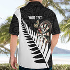 Personalised New Zealand Darts Hawaiian Shirt Silver Fern Aotearoa Maori Pattern - Aussie Hoodie