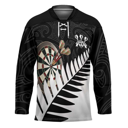 Personalised New Zealand Darts Hockey Jersey Silver Fern Aotearoa Maori Pattern - Aussie Hoodie