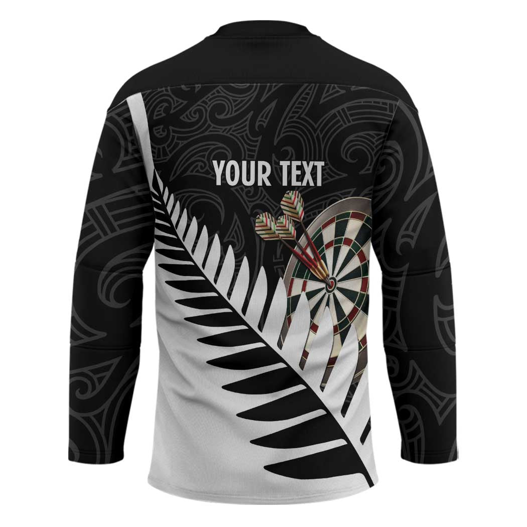 Personalised New Zealand Darts Hockey Jersey Silver Fern Aotearoa Maori Pattern - Aussie Hoodie