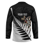 Personalised New Zealand Darts Hockey Jersey Silver Fern Aotearoa Maori Pattern - Aussie Hoodie
