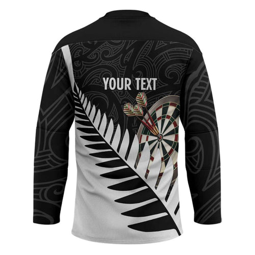 Personalised New Zealand Darts Hockey Jersey Silver Fern Aotearoa Maori Pattern - Aussie Hoodie