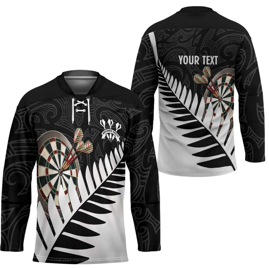 Personalised New Zealand Darts Hockey Jersey Silver Fern Aotearoa Maori Pattern - Aussie Hoodie