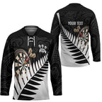 Personalised New Zealand Darts Hockey Jersey Silver Fern Aotearoa Maori Pattern - Aussie Hoodie