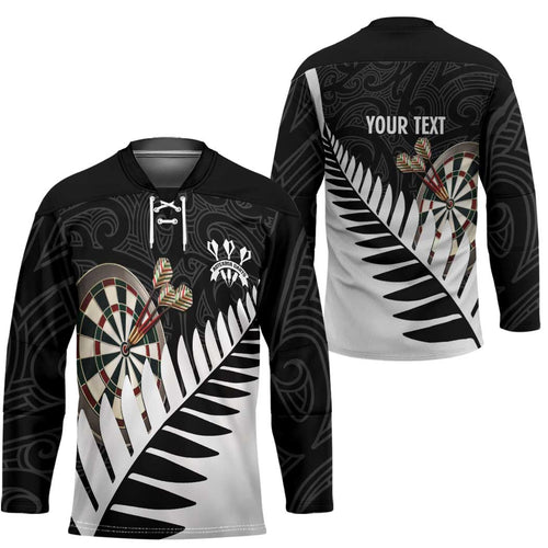 Personalised New Zealand Darts Hockey Jersey Silver Fern Aotearoa Maori Pattern - Aussie Hoodie