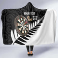 Personalised New Zealand Darts Hooded Blanket Silver Fern Aotearoa Maori Pattern - Aussie Hoodie