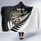 Personalised New Zealand Darts Hooded Blanket Silver Fern Aotearoa Maori Pattern - Aussie Hoodie