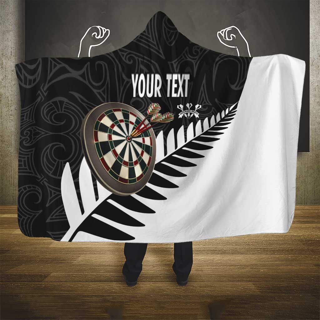Personalised New Zealand Darts Hooded Blanket Silver Fern Aotearoa Maori Pattern - Aussie Hoodie