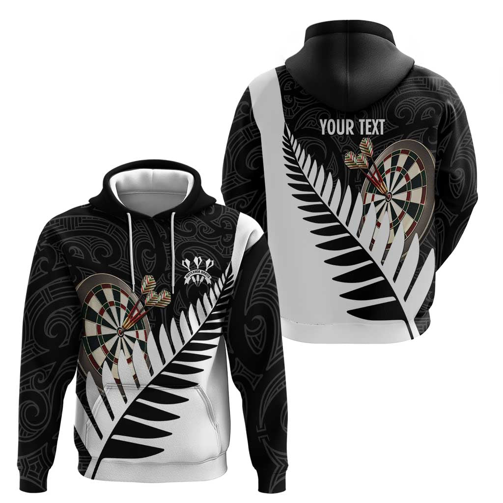 Personalised New Zealand Darts Hoodie Silver Fern Aotearoa Maori Pattern - Aussie Hoodie