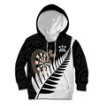 Personalised New Zealand Darts Kid Hoodie Silver Fern Aotearoa Maori Pattern - Aussie Hoodie