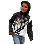 Personalised New Zealand Darts Kid Hoodie Silver Fern Aotearoa Maori Pattern - Aussie Hoodie