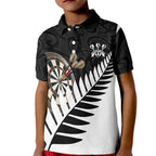 Personalised New Zealand Darts Kid Polo Shirt Silver Fern Aotearoa Maori Pattern - Aussie Hoodie