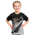 Personalised New Zealand Darts Kid T Shirt Silver Fern Aotearoa Maori Pattern - Aussie Hoodie