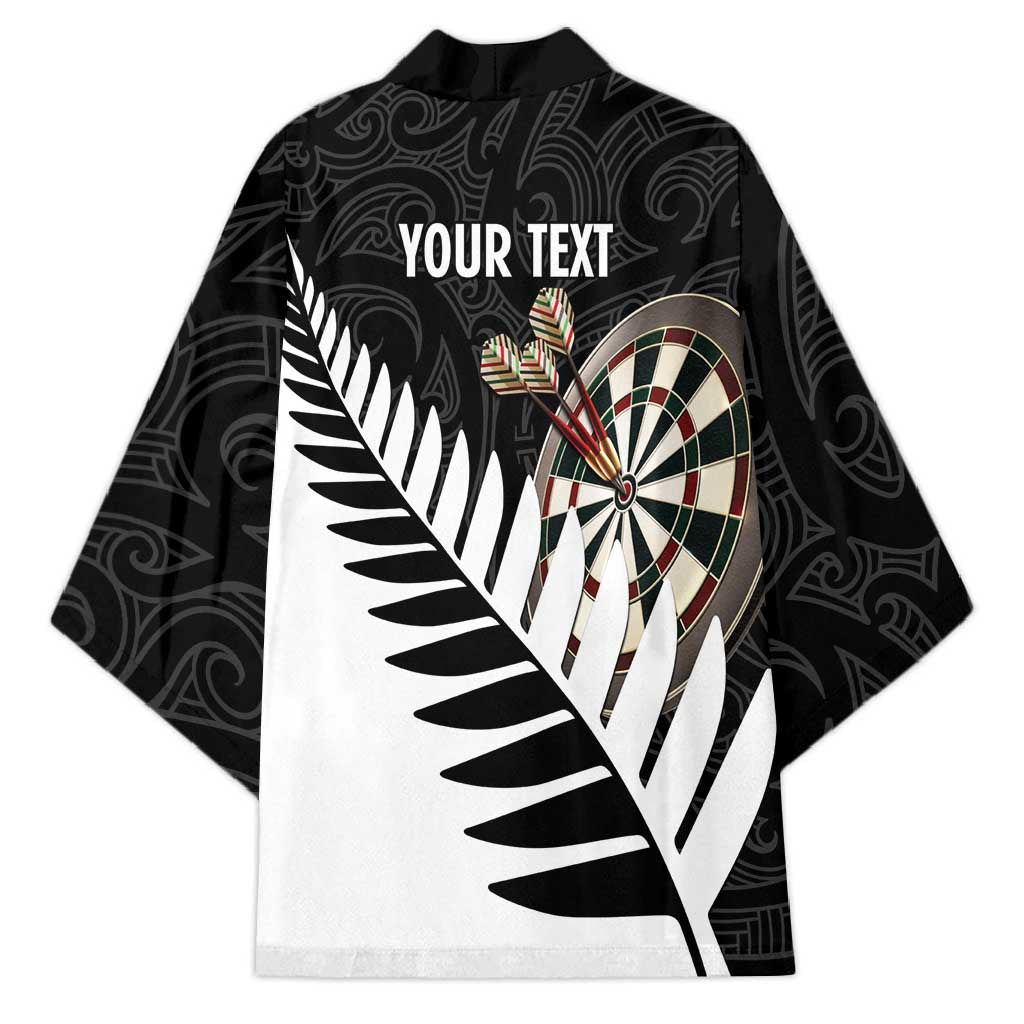 Personalised New Zealand Darts Kimono Silver Fern Aotearoa Maori Pattern - Aussie Hoodie
