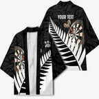 Personalised New Zealand Darts Kimono Silver Fern Aotearoa Maori Pattern - Aussie Hoodie