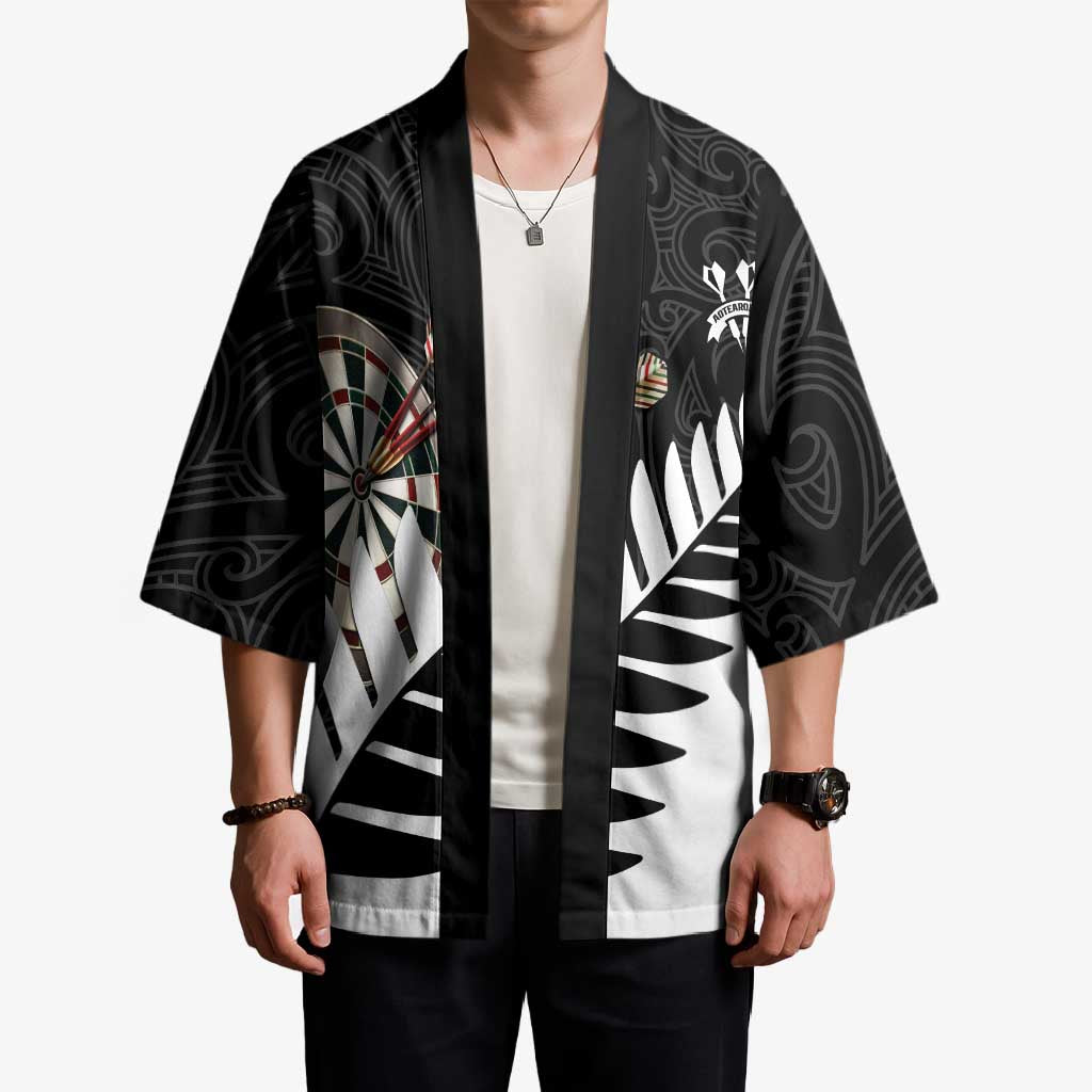Personalised New Zealand Darts Kimono Silver Fern Aotearoa Maori Pattern - Aussie Hoodie