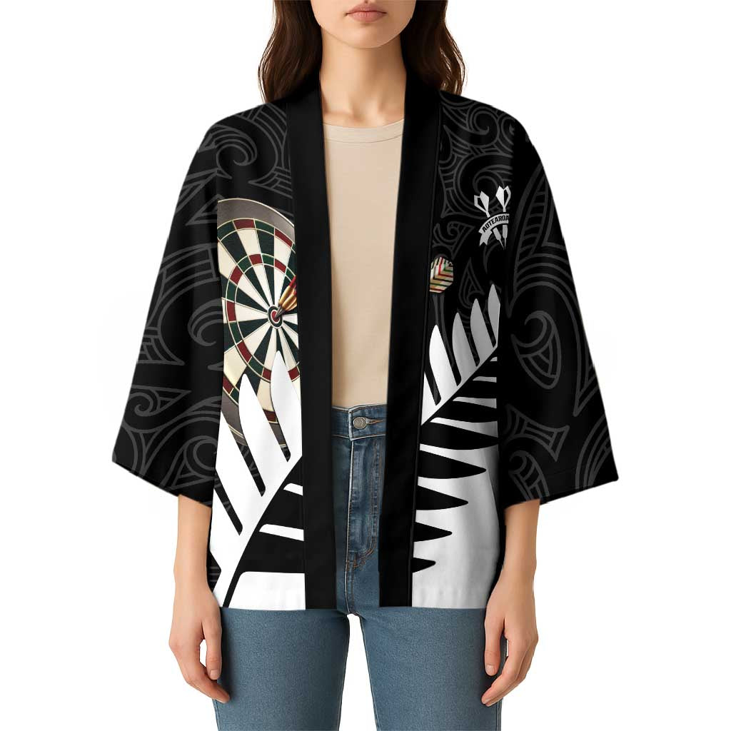 Personalised New Zealand Darts Kimono Silver Fern Aotearoa Maori Pattern - Aussie Hoodie
