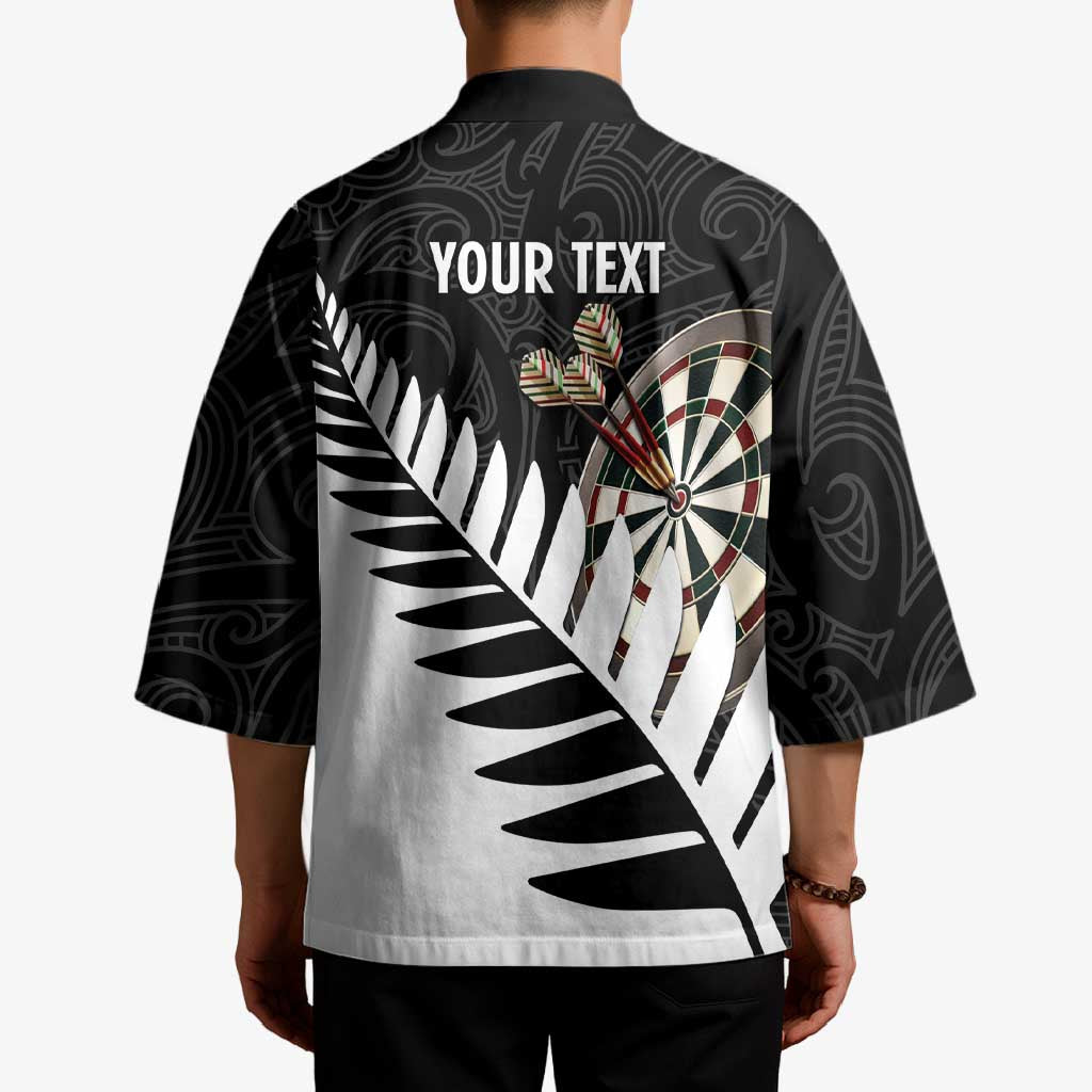 Personalised New Zealand Darts Kimono Silver Fern Aotearoa Maori Pattern - Aussie Hoodie