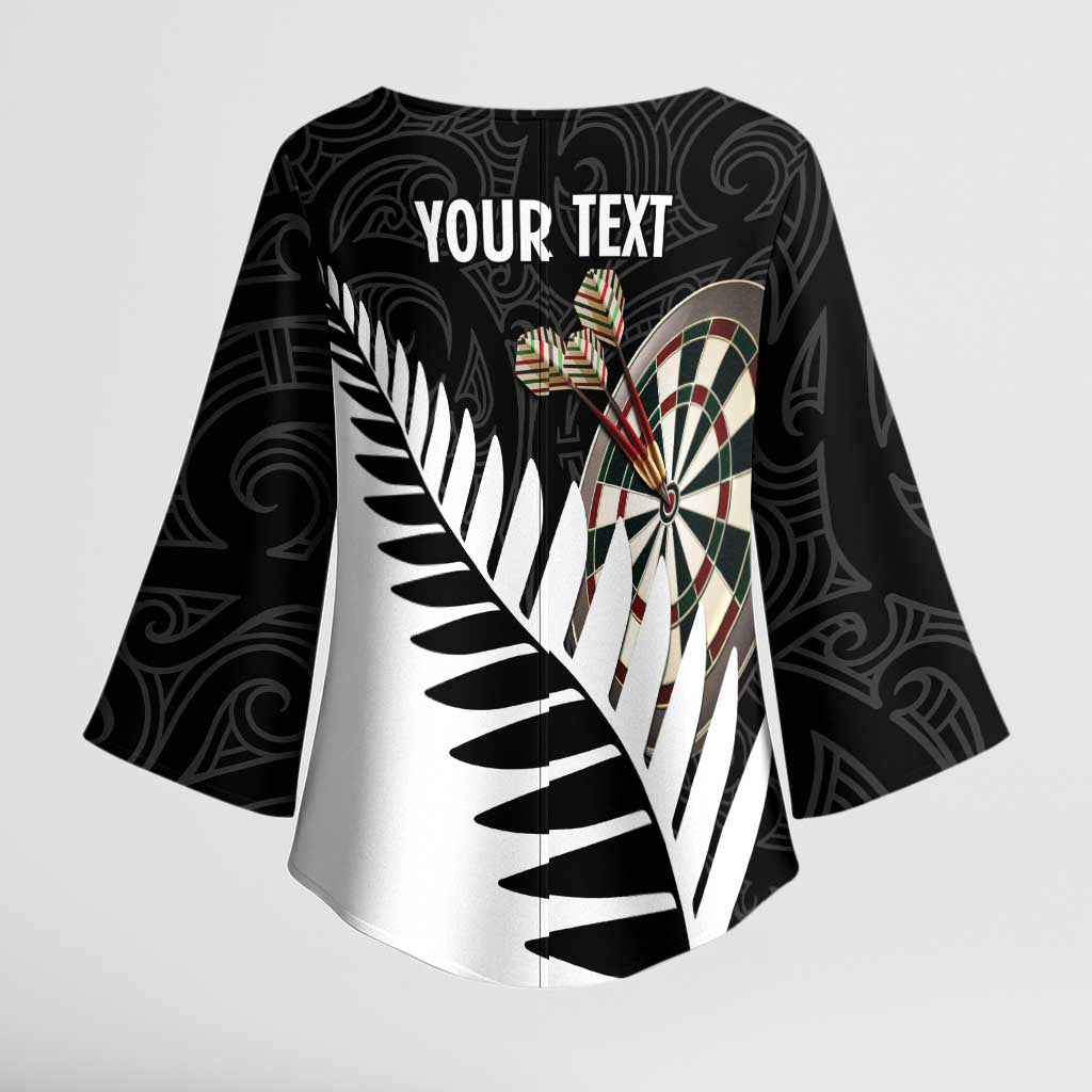 Personalised New Zealand Darts Kimono Sleeve Blouse Silver Fern Aotearoa Maori Pattern - Aussie Hoodie