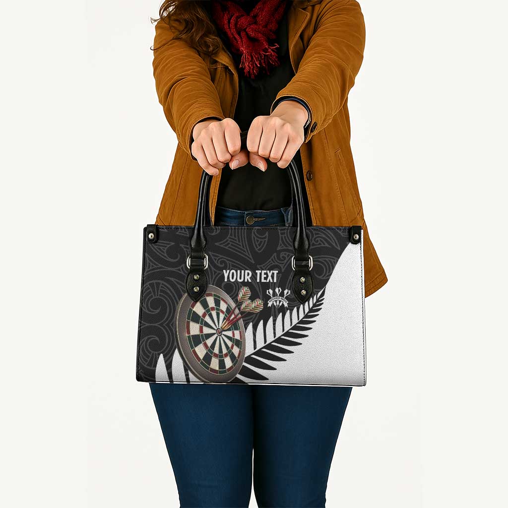 Personalised New Zealand Darts Leather Bag Silver Fern Aotearoa Maori Pattern - Aussie Hoodie